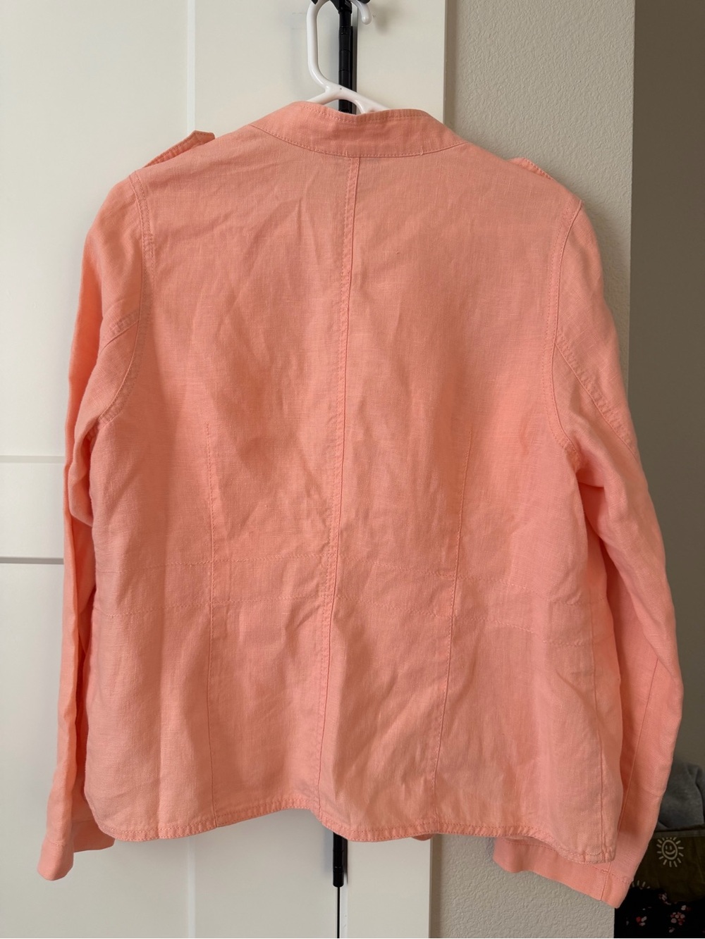 Women’s Lightweight Coral/peach Utility Jacket 100% Linen size large - Picture 6 of 6